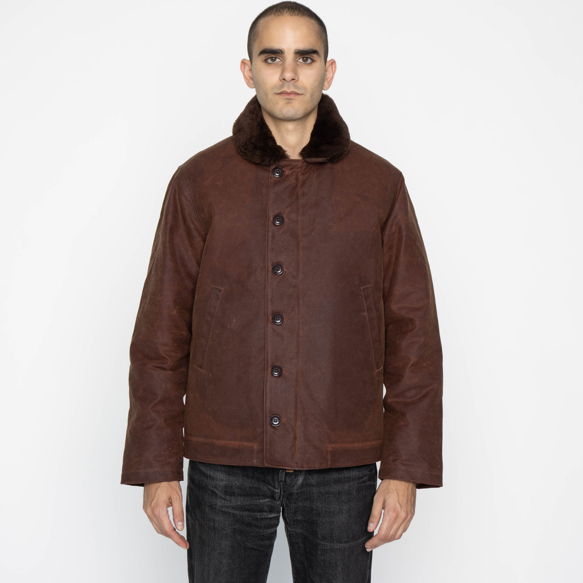 N-1 Deck Jacket - Waxed Canvas - Fig/Brown by Dehen 1920