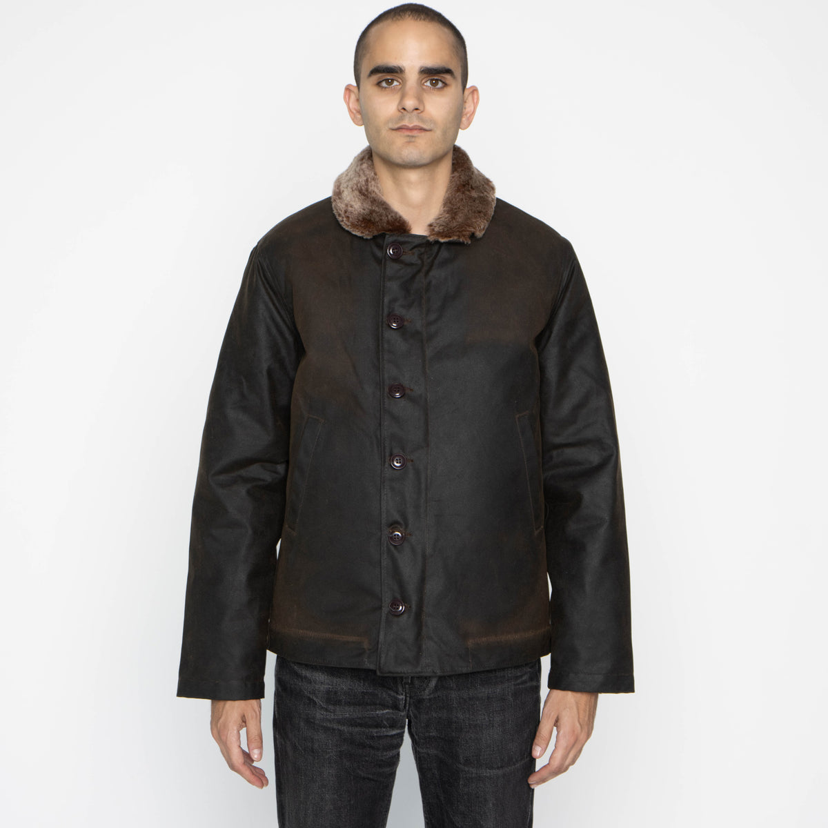 N-1 Deck Jacket - Waxed Canvas - Fossil/Brown by Dehen 1920