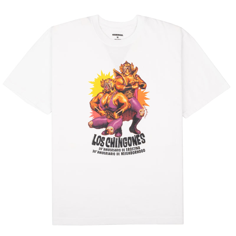 Neighborhood x Erostika Los Chingones Tee - Wrestlers - White