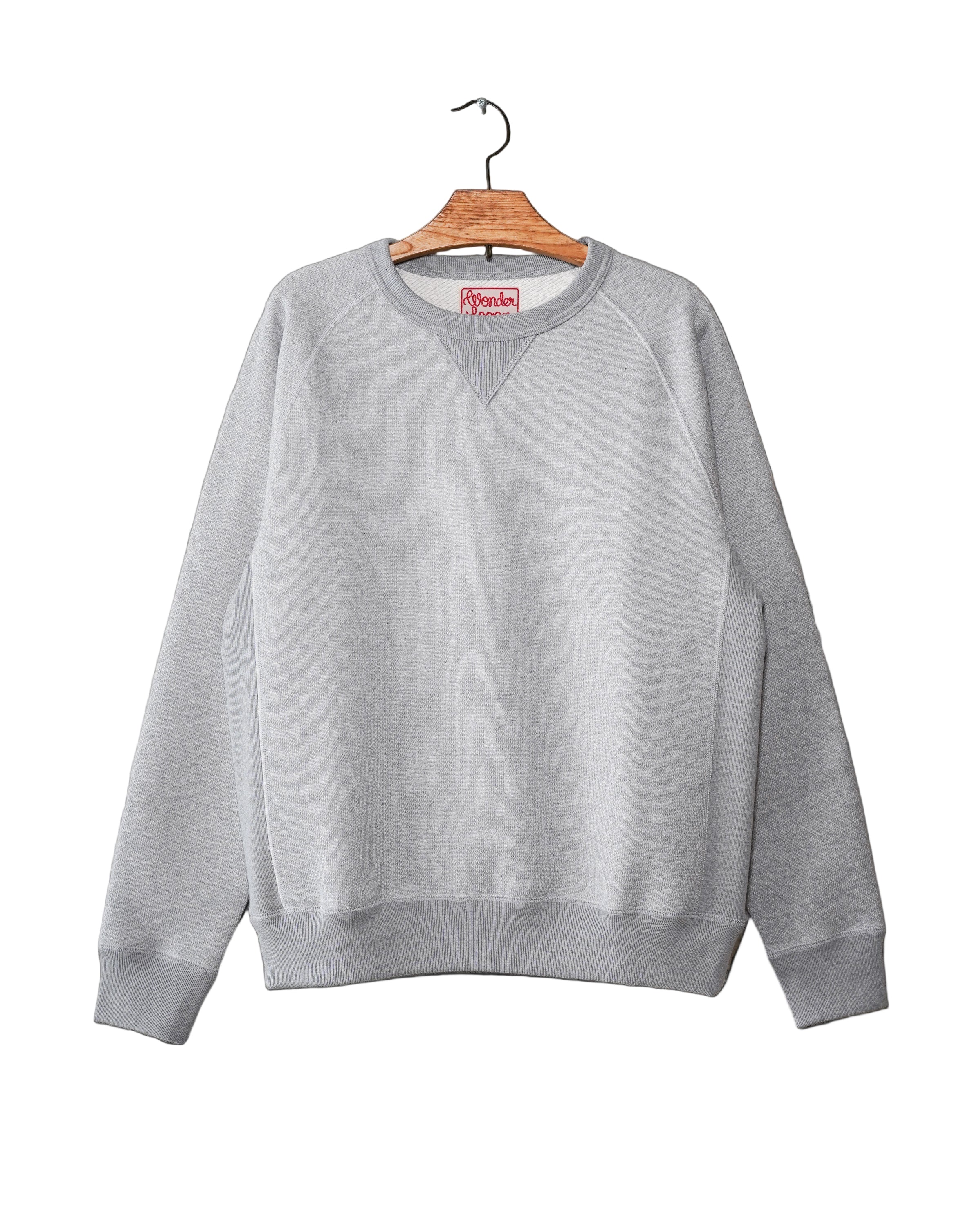 Pullover Crewneck - 876gsm Double Heavyweight French Terry - Heather Grey by Wonder Looper