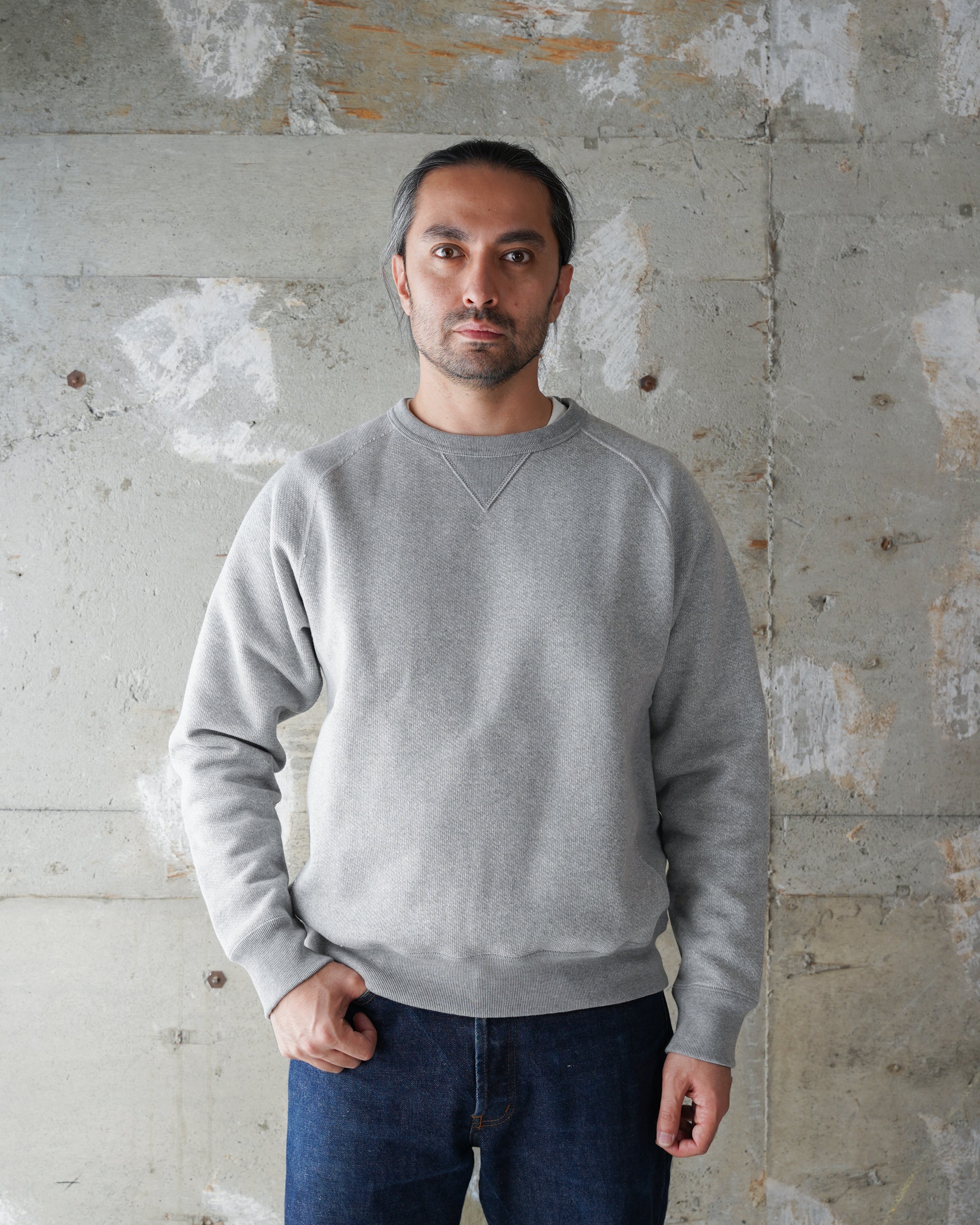 Pullover Crewneck - 876gsm Double Heavyweight French Terry - Heather Grey by Wonder Looper