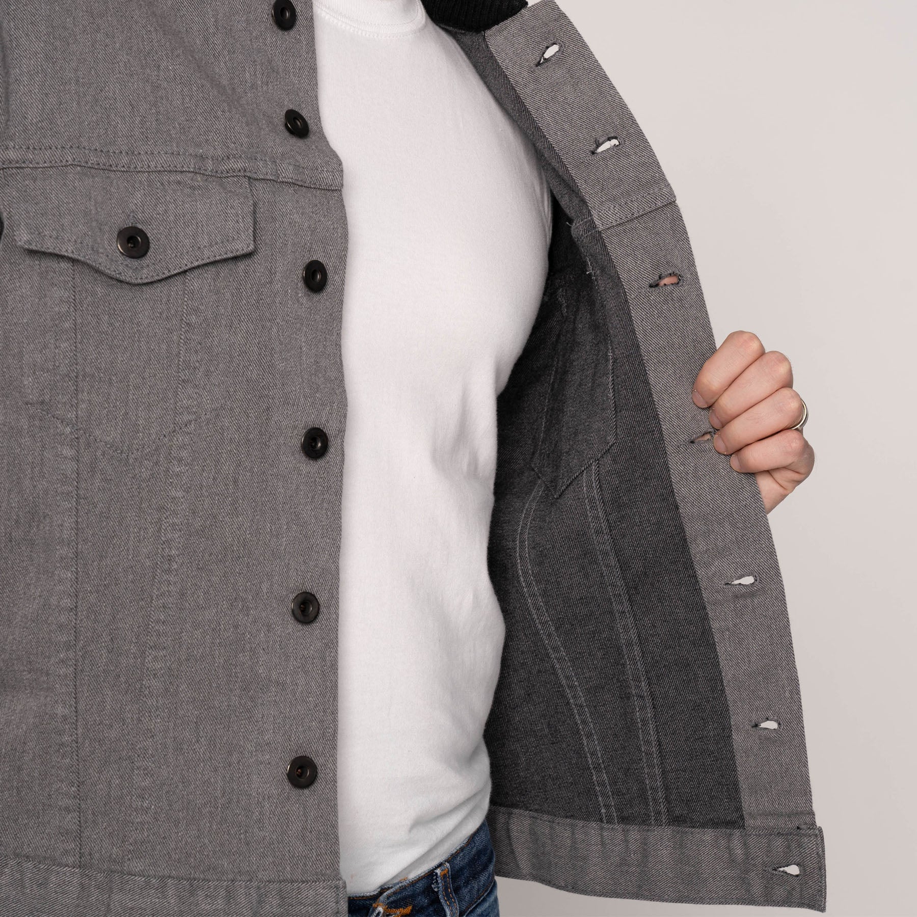 Color Block Denim Jacket - Black/Grey by Westbrook X Barneys New York