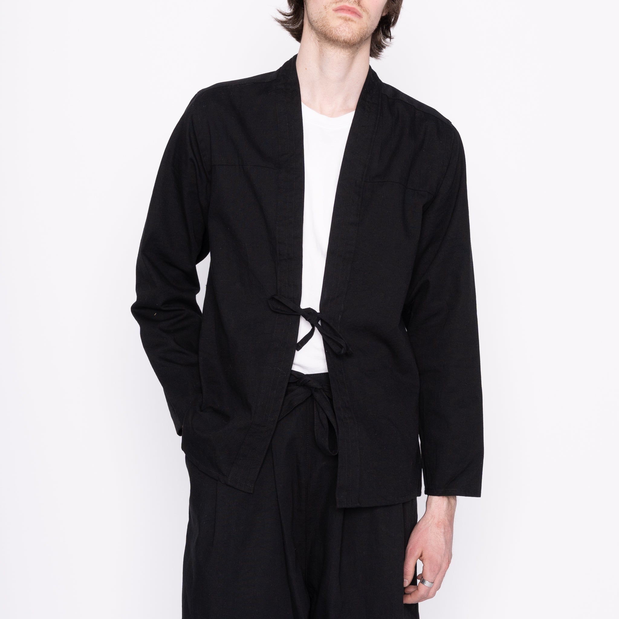 Kimono Shirt - Black Rinsed Oxford + Black Japanese Festival by Naked & Famous Denim