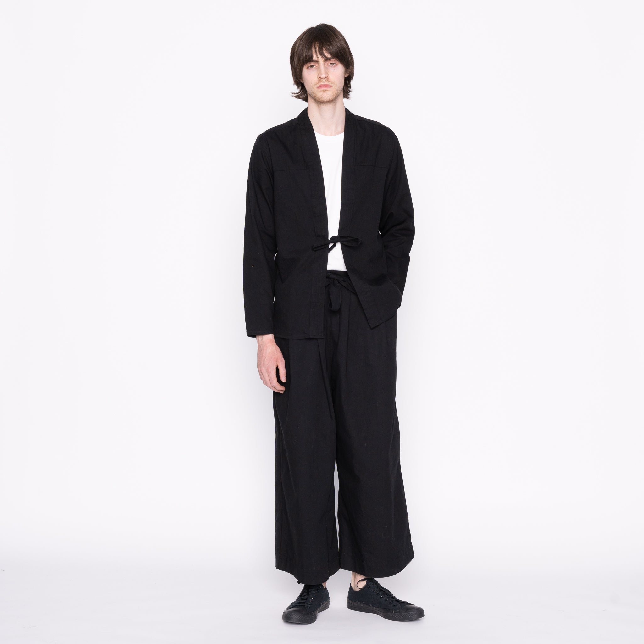 Kimono Shirt - Black Rinsed Oxford + Black Japanese Festival by Naked & Famous Denim