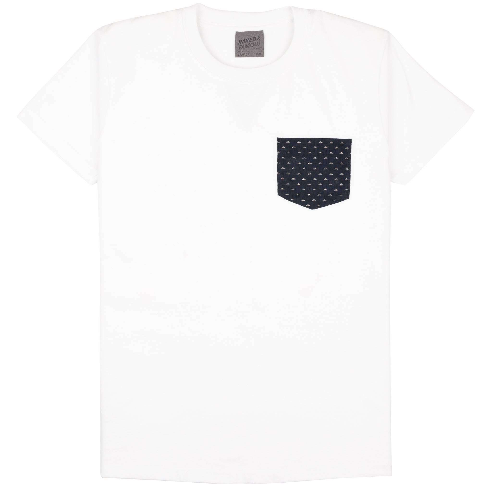 Pocket Tee - White - Kimono Triangles by Naked & Famous Denim
