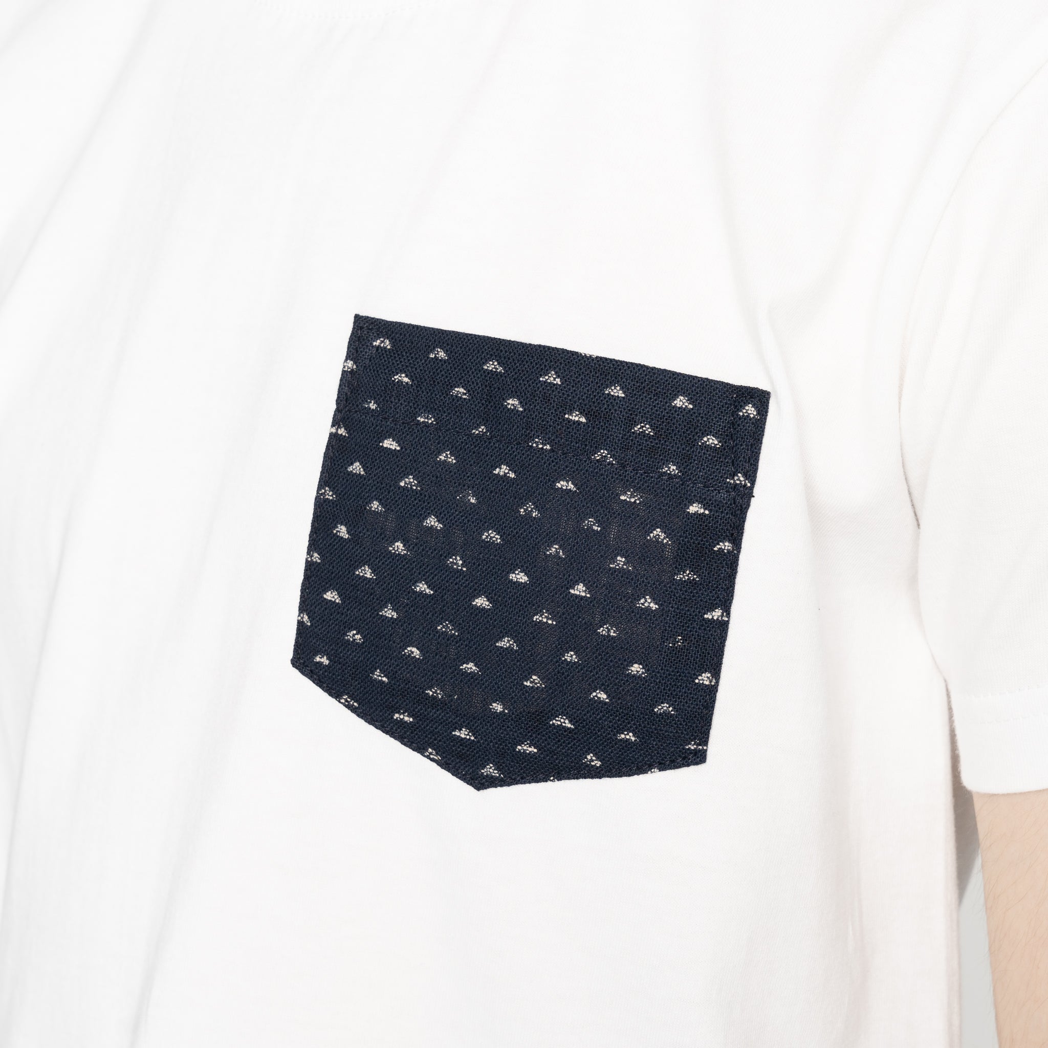 Pocket Tee - White - Kimono Triangles by Naked & Famous Denim