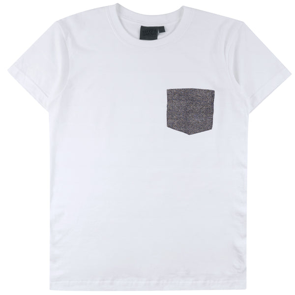 Pocket tee - White + Kimono Print - Scales | Naked & Famous Denim