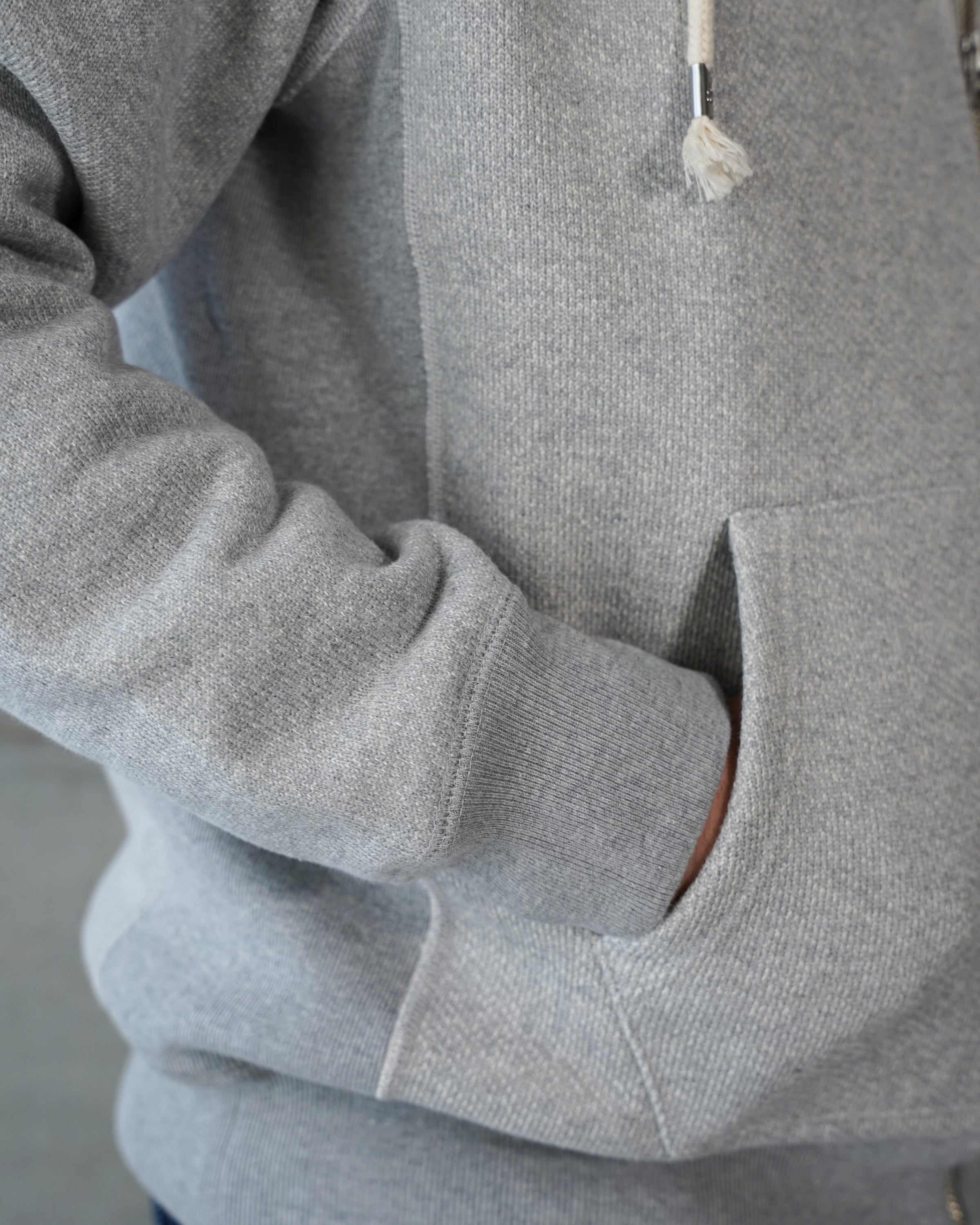 Zip Hoodie - 876gsm Double Heavyweight French Terry - Heather Grey by Wonder Looper