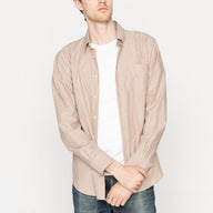 Easy Shirt - Soft Finish Classic Stripe - Cream + Brown by Naked & Famous Denim