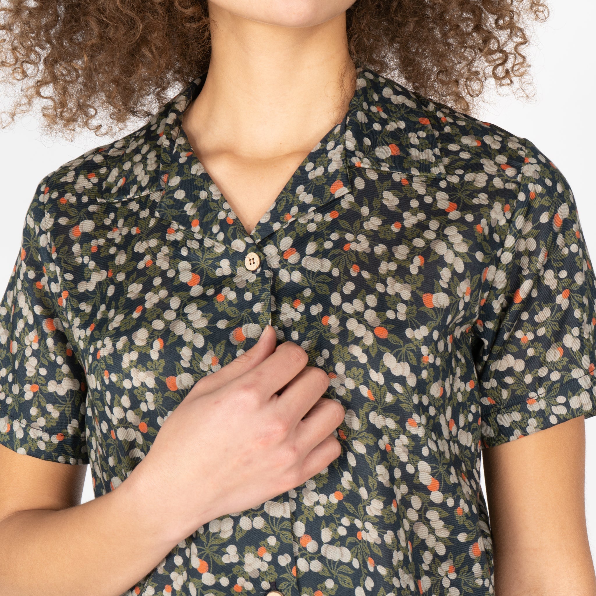 Camp Collar Shirt - Fruit Print - Navy by Naked & Famous Denim