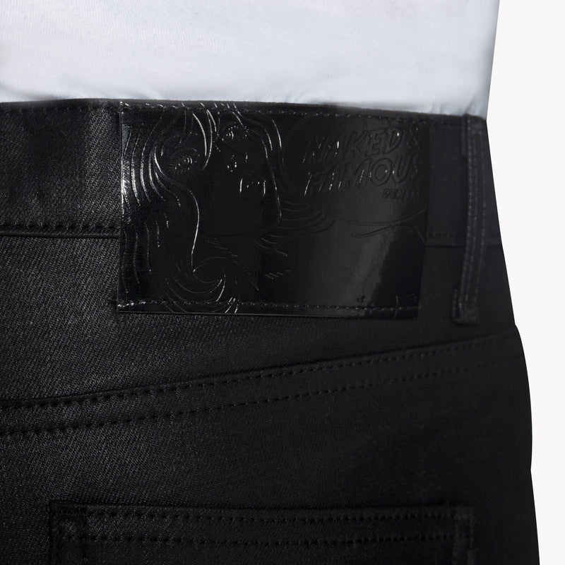 Stacked Guy - Wax Coated Black Stretch | Naked & Famous Denim