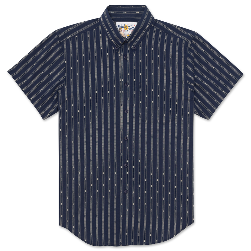 Short Sleeve Easy Shirt - Vintage Dobby Stripes - Navy