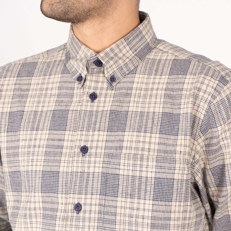 Easy Shirt - Linen Cotton Check -Blue | Naked & Famous Denim