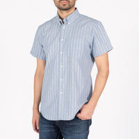 Short Sleeve Easy Shirt - Vintage Dobby Stripes - Pale Blue | Naked & Famous Denim