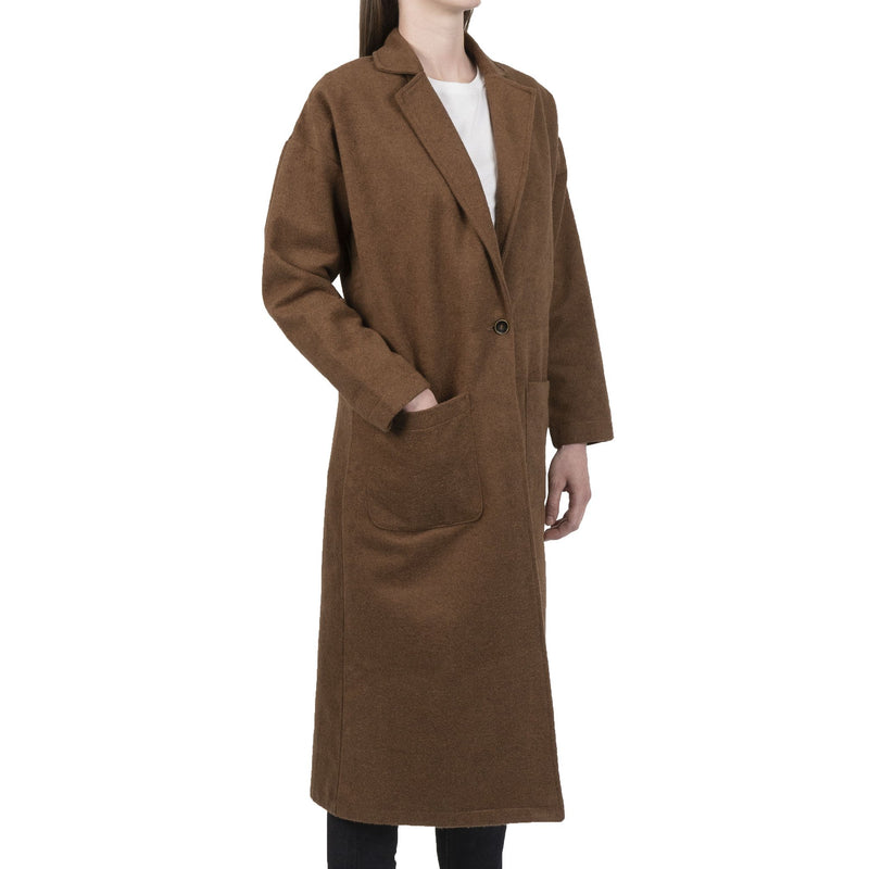 Women's Duster Coat - Cotton Melton - Rust - side