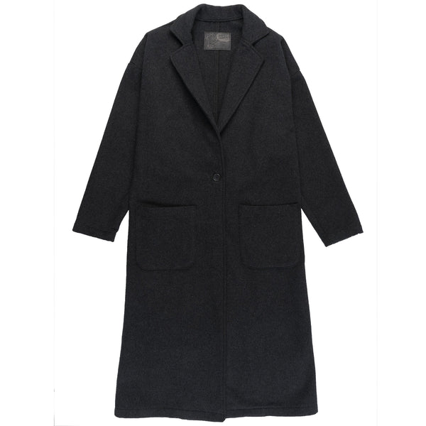 Women's Duster Coat - Cotton Melton - Charcoal - front
