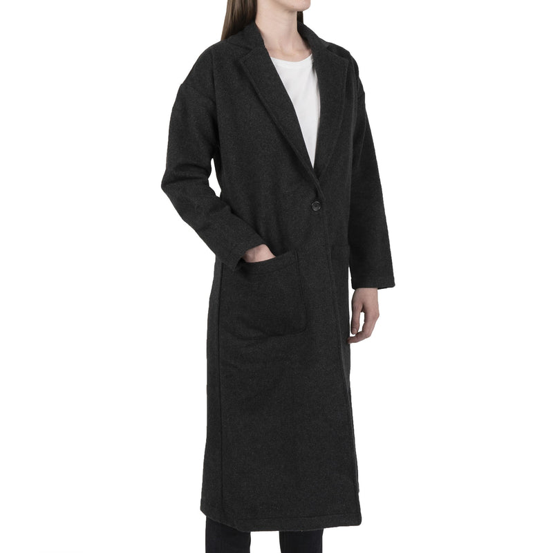 Women's Duster Coat - Cotton Melton - Charcoal - side
