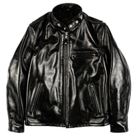 641HH - Racer Black Leather Motorcycle Jacket in Horsehide - Black