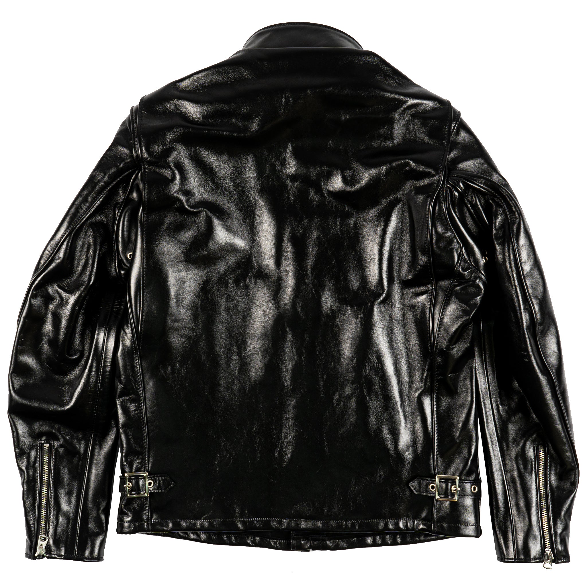 641HH - Racer Black Leather Motorcycle Jacket in Horsehide - Black by Schott