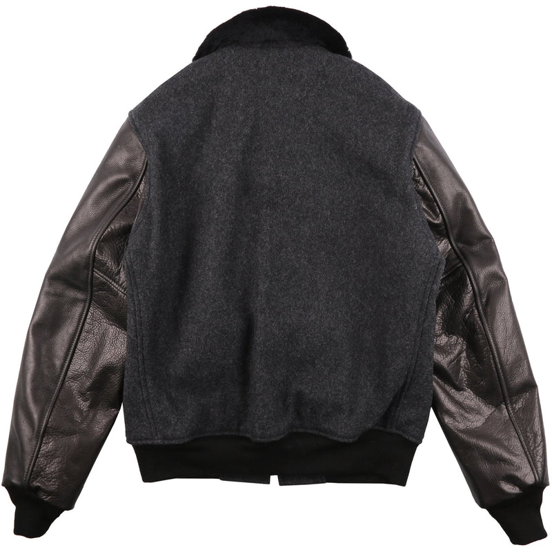Schott B-15 Wool Bomber Jacket with Leather Sleeves