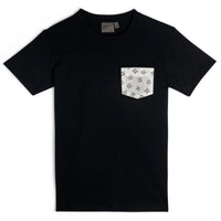 Pocket Tee - Black + Cats Faces - White | Naked & Famous Denim