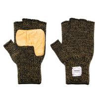 Fingerless Ragg Wool Gloves - Jungle Melange With Natural Deerskin | Upstate Stock