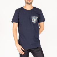 Pocket Tee - Navy -Floral Painting - Navy | Naked & Famous Denim