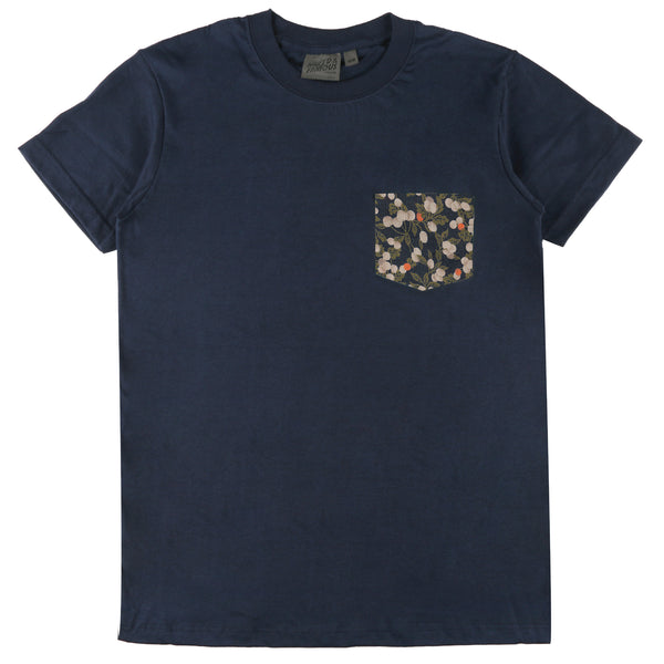 Pocket Tee - Navy -Fruit Print - Navy | Naked & Famous Denim