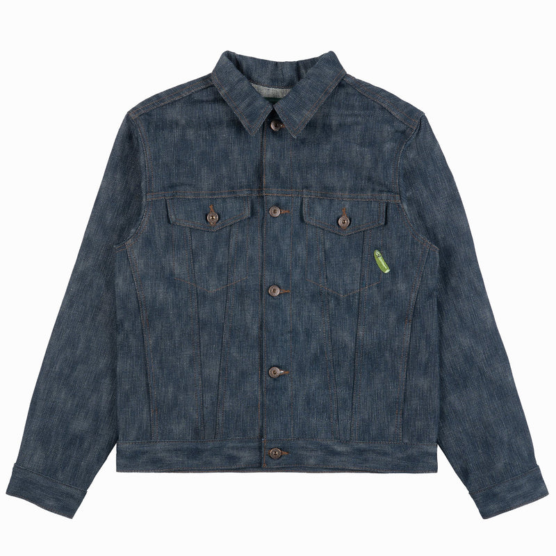 Denim Jacket - Pickle Rick "Solenya" Selvedge with Chenille Embroidery | Naked & Famous Denim