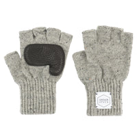 Ragg Wool Fingerless Glove - Grey Tweed With Black Deerskin
