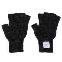 Ragg Wool Fingerless Glove - Black Melange