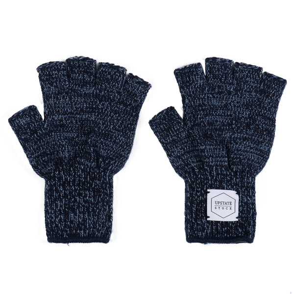 Gants sans doigts en laine Ragg - Denim Melange