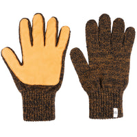 Ragg Wool Full Gloves - Rust Melange With Natural Deerskin
