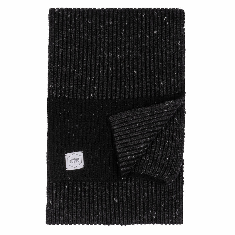 Ragg Wool Scarf - Black Tweed
