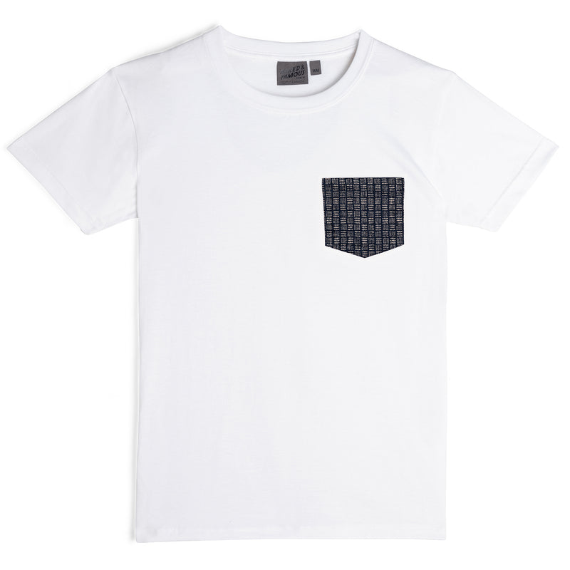 Pocket Tee - White + Kimono Print Basketweave | Naked & Famous Denim