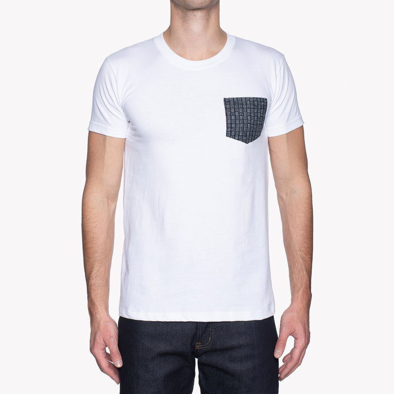 Pocket Tee - White + Kimono Print Basketweave | Naked & Famous Denim