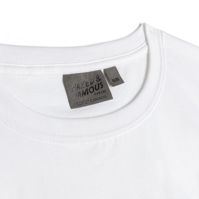 Pocket Tee - White + Kimono Print Basketweave | Naked & Famous Denim